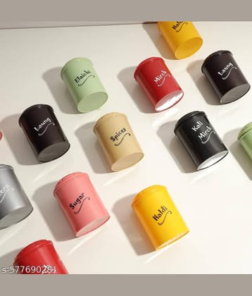 Weizny Plastic Multicolor Spice Container ( Set of 8 )