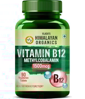 Vlado's Himalayan Organics Methyl cobalamin Vitamin B12 1500mcg Supplement 90 No.s