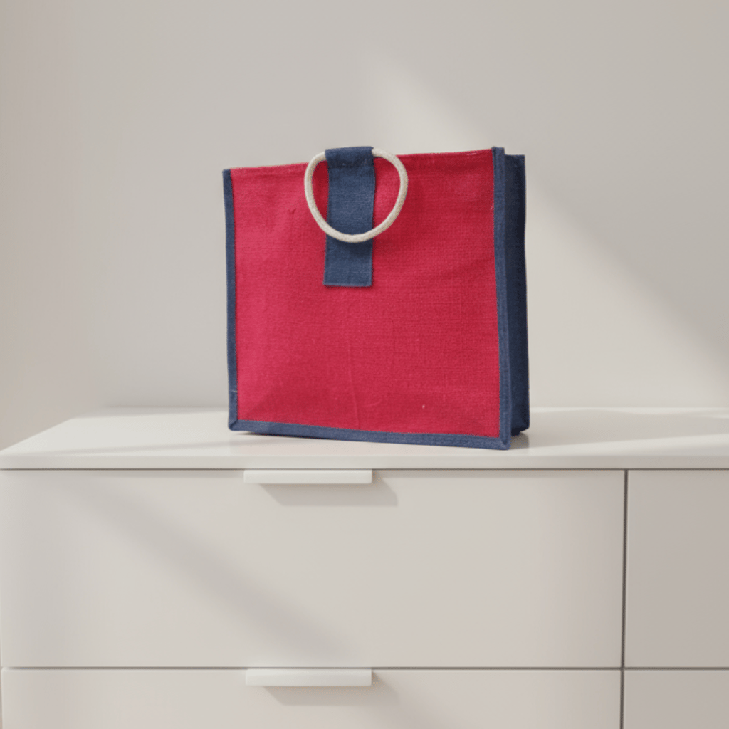 Handmade Coloured Jute Bag|Red