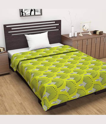 DIVINE CASA Single Cotton Green Abstract Dohar
