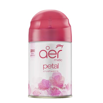 Godrej Aer Matic Refill - Automatic Air Freshener With Flexi Control / Petal Crush Pink, 225Ml