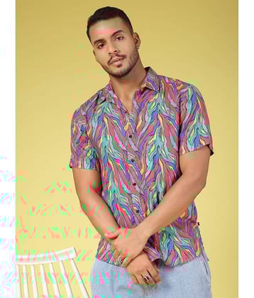 Rigo Rayon Slim Fit Printed Half Sleeves Men's Casual Shirt - Multicolor ( Pack of 1 )