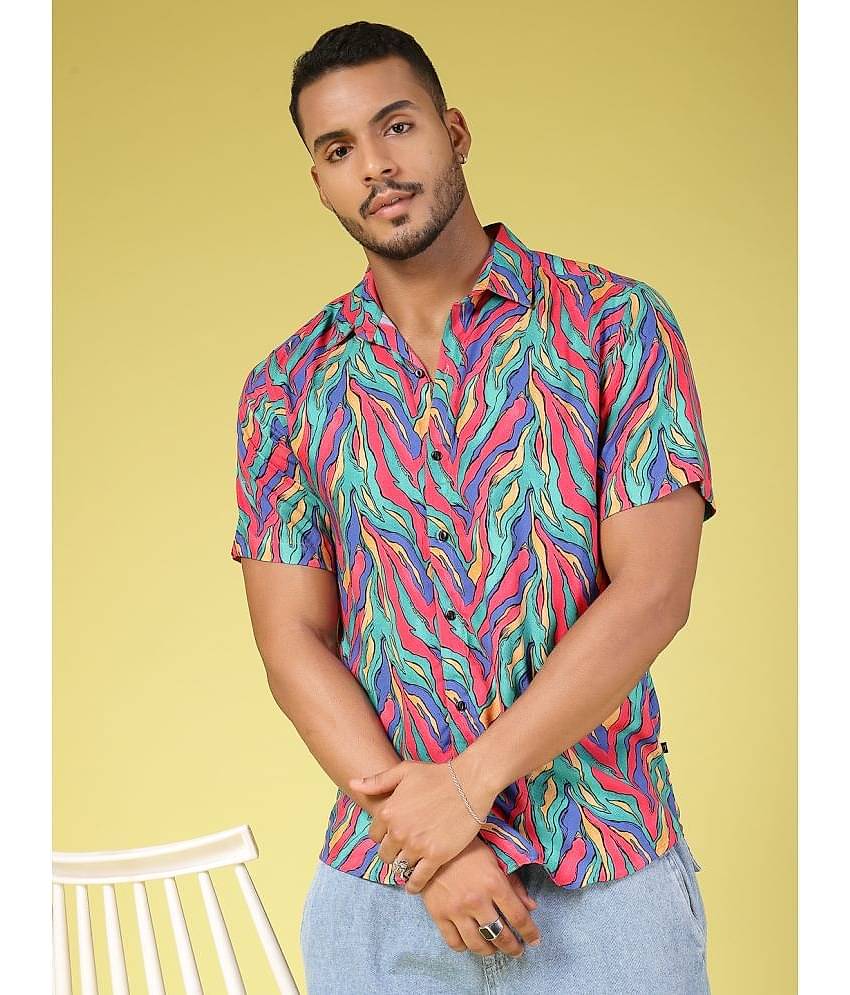 Rigo Rayon Slim Fit Printed Half Sleeves Men's Casual Shirt - Multicolor ( Pack of 1 )
