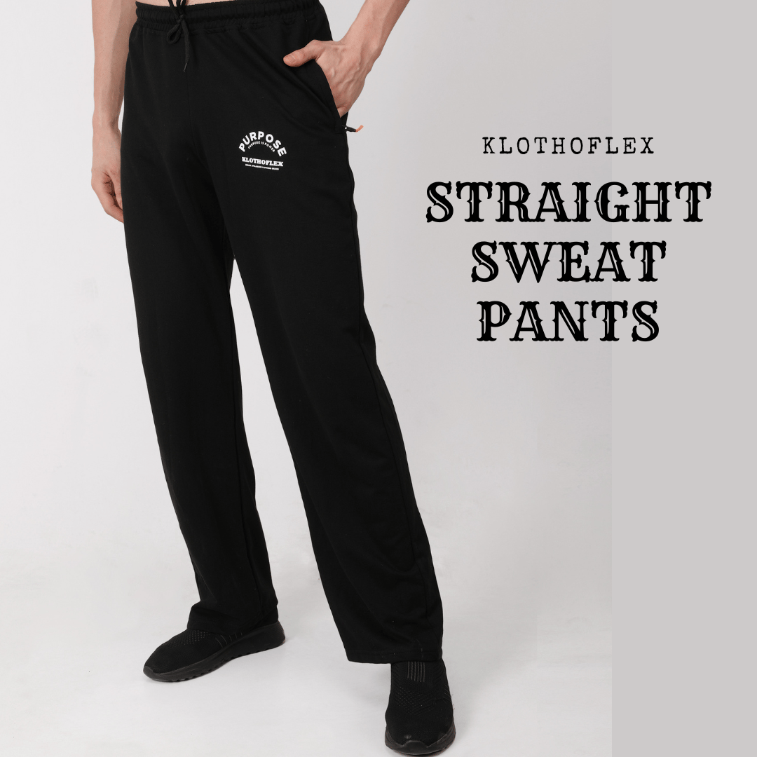 Oversize Straight Sweatpants-Black / Large