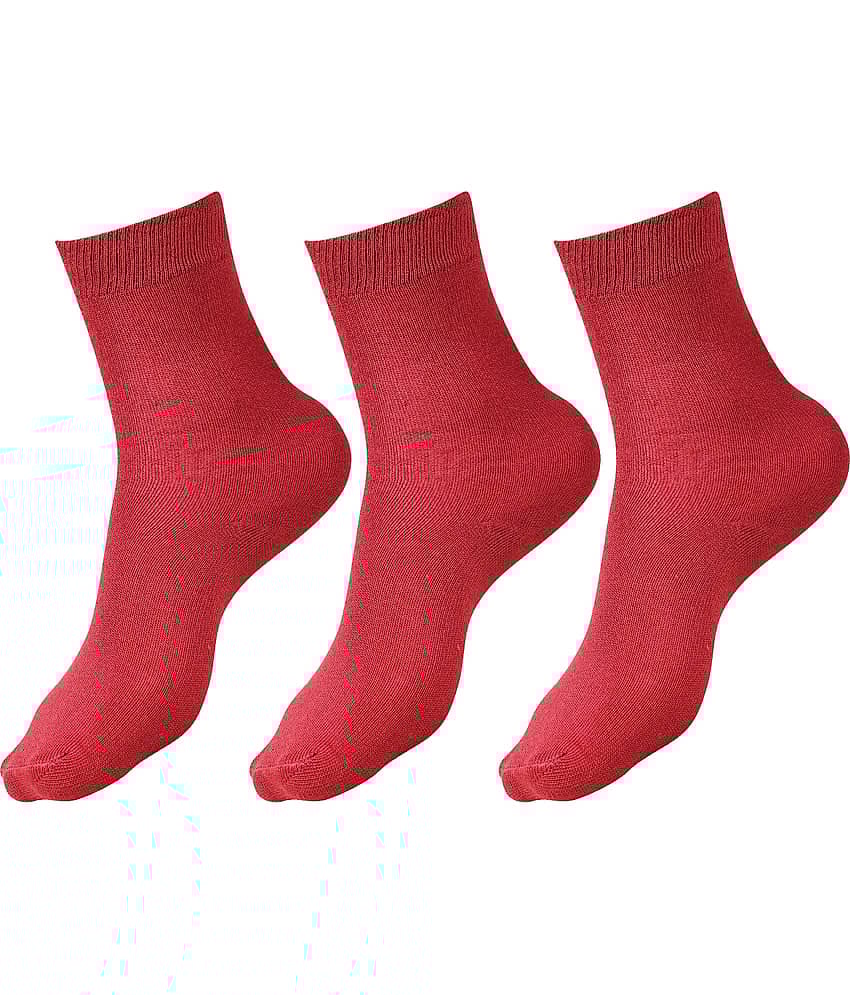 Dollar - Red Cotton Boy's School Socks ( Pack of 3 )