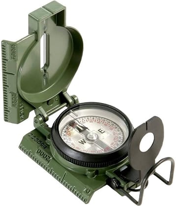 Hand Held Military Lensatic Sighting Compass or Camping, Boy Scout, Geology Activities  (Green)
