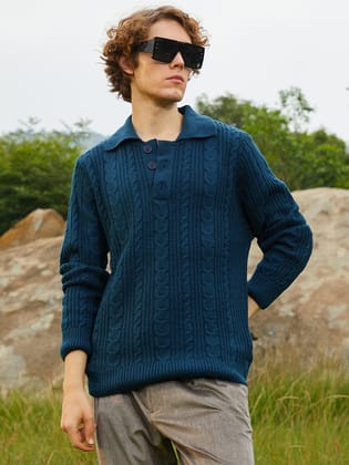 Braid-Knit Collared Sweater Braid-Knit Collared Sweater