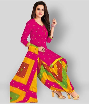 shree jeenmata collection Pink Cotton Unstitched Dress Material