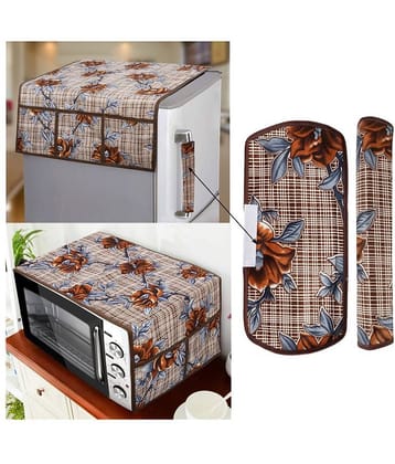 E-Retailer Set of 4 Polyester Brown Fridge Top Cover
