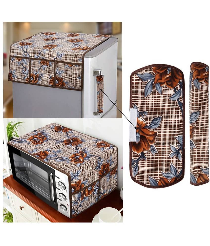 E-Retailer Set of 4 Polyester Brown Fridge Top Cover