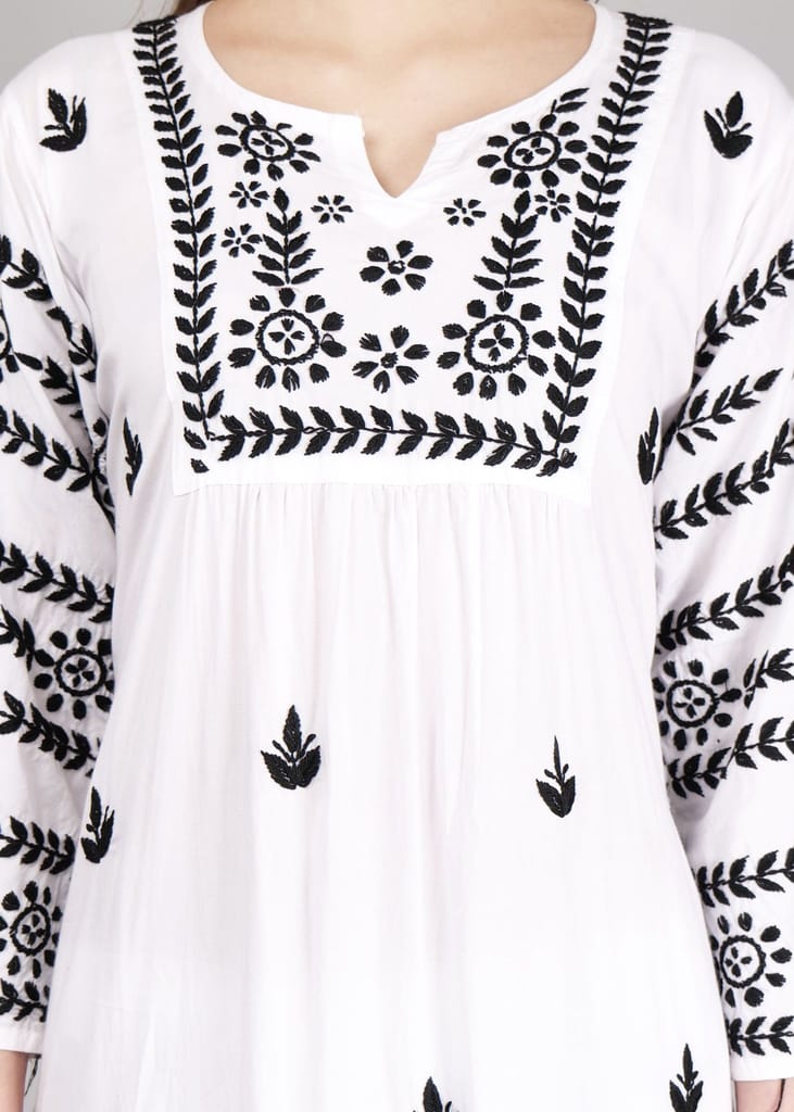 Modal White Hand Embroidered Chikankari Kurta