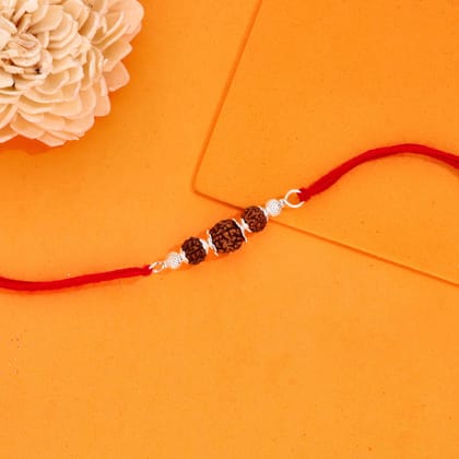 Pure Vibe Silver Rudraksha Rakhi-None / Silver