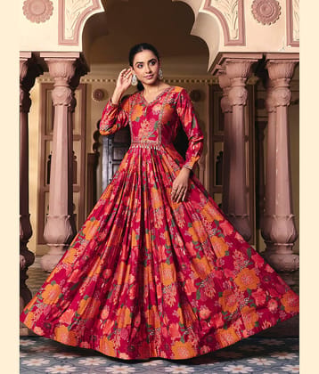 Madhuram Textiles Women's Rayon Stitched Anarkali Ethnic Gown