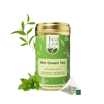 Tea Leaf & Co. Mint Green Tea Cool & Refreshing Spearmint and Peppermint Blend 15 Pyramid Tea Bags Pack of 1