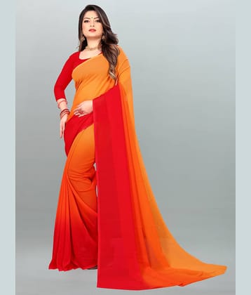 ANAND SAREES Georgette Colorblock Saree With Unstitched Blouse Piece ( Orange )