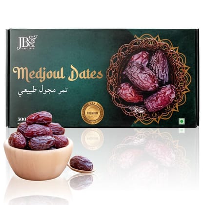 Jb&Co - Medjoul Dates - Khajoor | Medjoul (Medjool) Dates | No Added Sugar No Preservatives | Khajoor | Khajur | Medjoul Dates Original |100% Natural | Orgainc | Vegan (500G X 1)