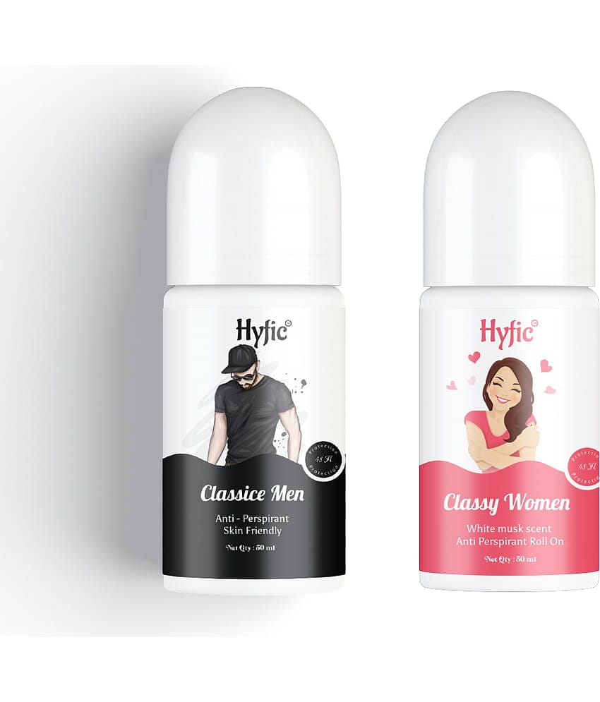 HYFIC Classic Men's & Classy Women's Underarm Roll-On Combo for | Lightening & Odour Control| Helps Prevent Underarm Darkening .| Long Lasting | 50 Ml