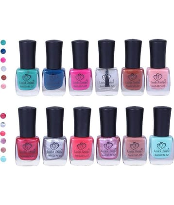 Looks United - Multi Glossy Nail Polish ( Pack of 12 )