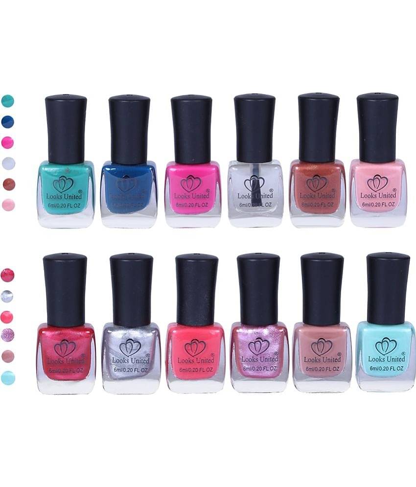 Looks United - Multi Glossy Nail Polish ( Pack of 12 )