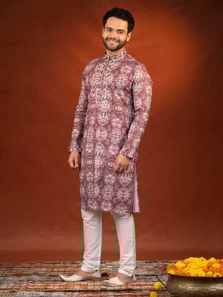 Maroon Tie Dye Kurta Set-XS/36 / Kurta Churidaar Set