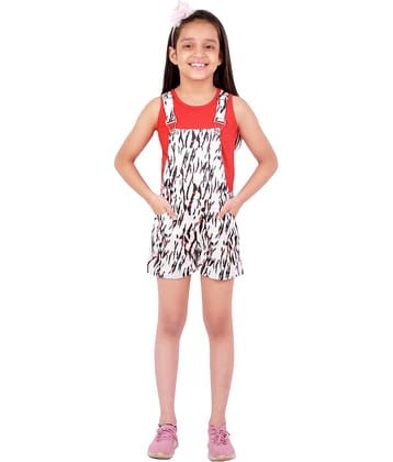 Kids Cave Girls Cotton Dungarees ( Pack of 1 , White )