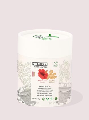 Two Leaf One Bud Nilgris Black Leaf Tea - Ginger & Hibiscus 25 Gms