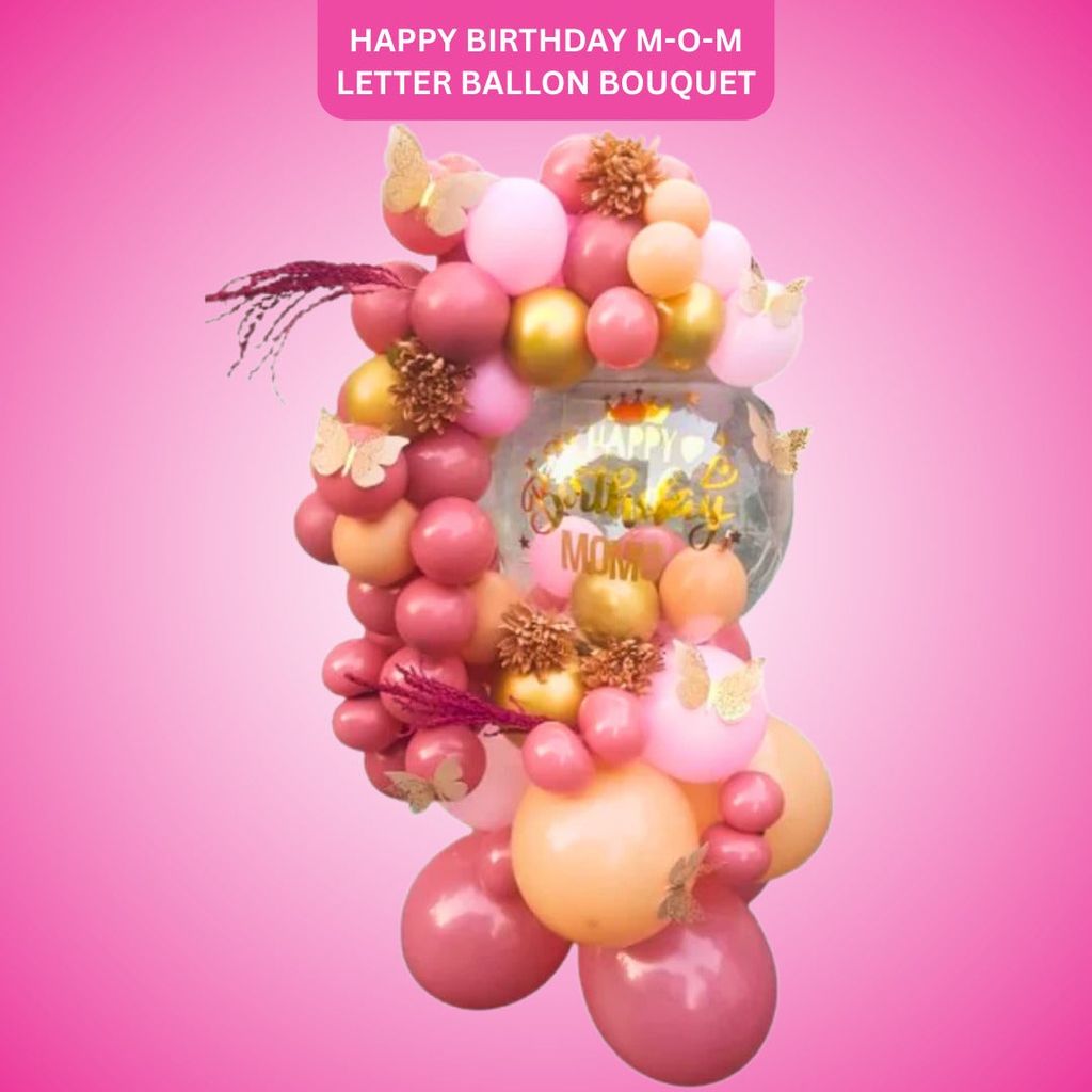 Happy Birthday M-O-M Letter Balloon Bouquet - Flowers | Buy online on ZillyBuy