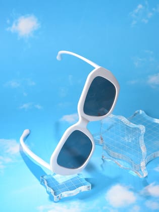 Black Lens White Wayfarer Sunglasses-Sunglasses