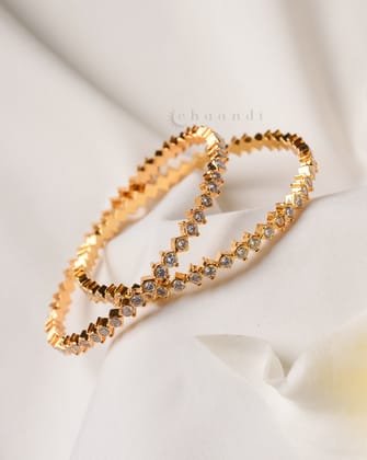 Gold Polish Silver Bangles CHB1154 (Pair)