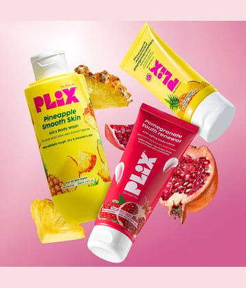 The Plant Fix Plix Pomegranate Youth Renewal Lotion + Body Wash & Sunscreen, Firm & Hydrate  (3 Items in the set)