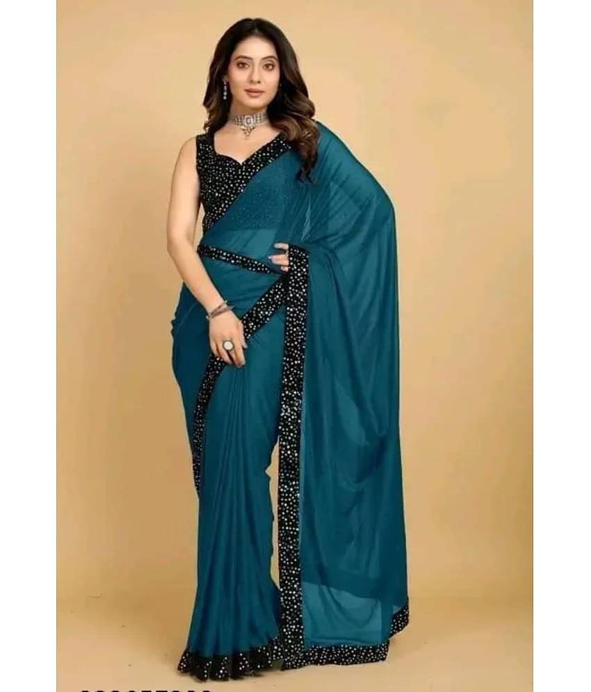 Gullak Lycra Dyed Saree With Unstitched Blouse Piece ( Blue )