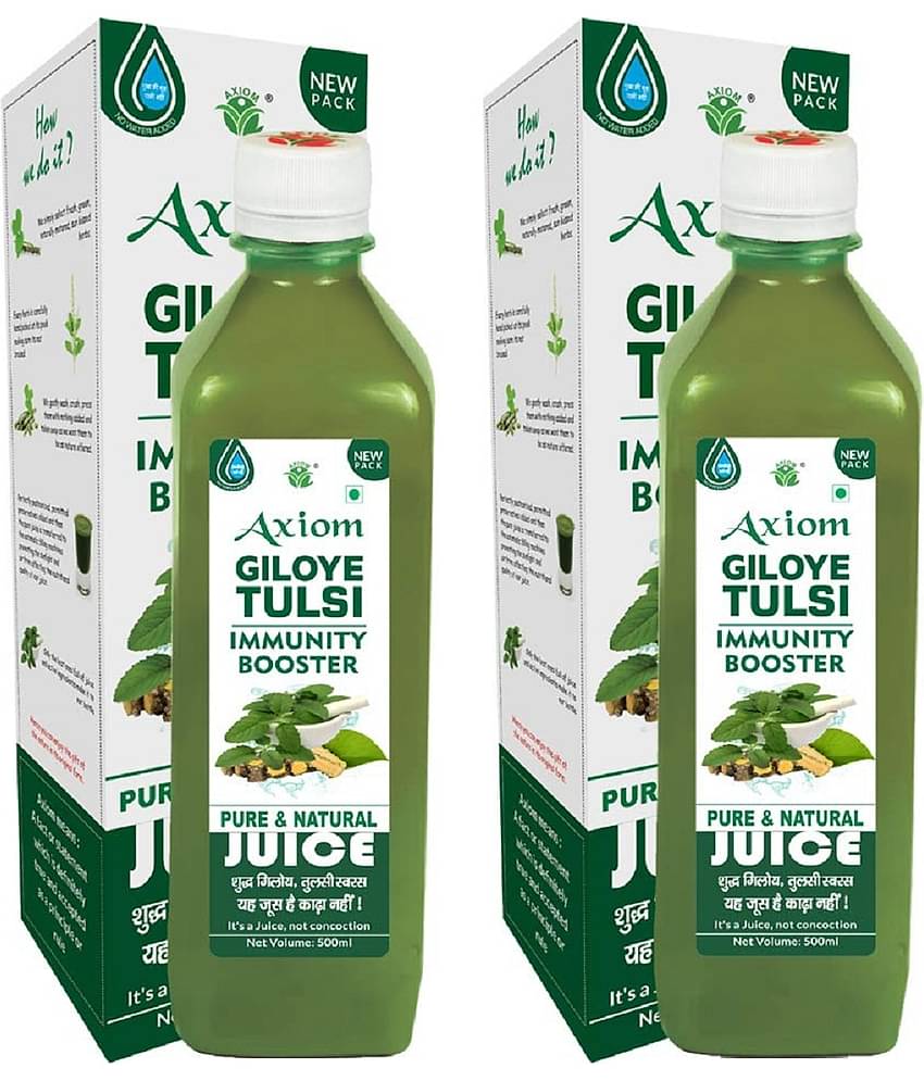 Axiom Pure Tulsi Giloy Stem Juice 500 ml (Pack of 2) |100% Natural WHO-GLP,GMP,ISO Certified Product