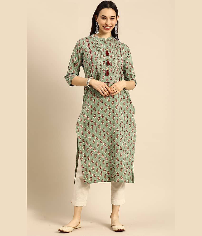 Rajnandini - Blue 100% Cotton Women's Straight Kurti ( Pack of 1 )