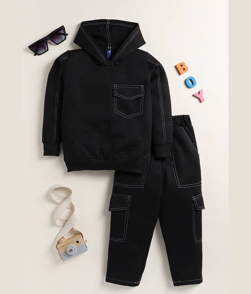 Lazy Shark Pack of 1 Boys Cotton Blend Nightsuit Set ( Black )