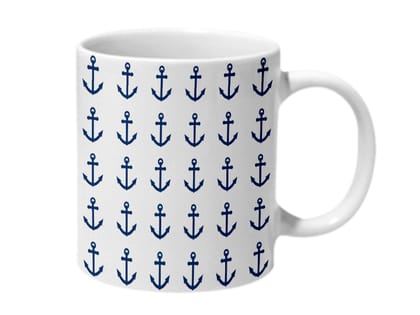 Multicolor Anchor Pattern Ceramic Mug