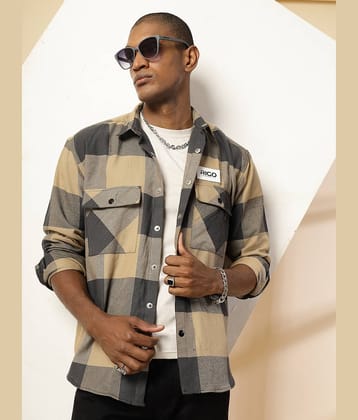 Rigo Flannel Oversized Fit Checks Full Sleeves Men's Casual Shirt - Navy ( Pack of 1 )