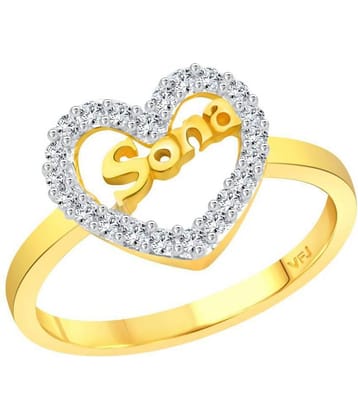 Vighnaharta My Love "SONA" CZ Gold and Rhodium Plated Alloy Ring for Women and Girls - [VFJ1297FRG8]