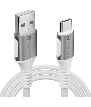Portronics White 3A USB Data Cable 1.5 Meter