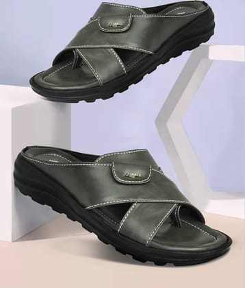 Ajanta Grey Men's Leather Slipper