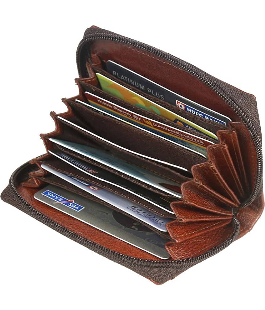 Style 98 - Leather Brown Men's Zip Around Wallet ( Pack of 1 )