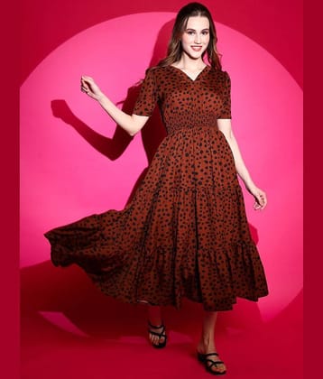 Sheetal associates Women Crepe Printed Fit & Flare Dress ( Black )