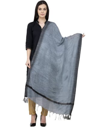 A R Silk Grey Cotton Hand Painted Dupatta