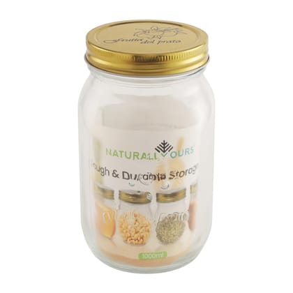NATURALLYOURS Glass Storage Jar with Tin Lid - - Airtight Food Grade, Reusable Home Organization Kitche, Pantry, Spices, Cereals, Pulses, Rice, Cookie, Dry Food (Transparent (500 ml))