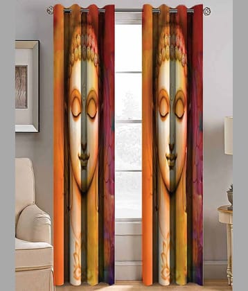 BELLA TRUE  Set of 2 Window Digital Printed Eyelet Polyester Multi Color Curtains ( 151 x 113 cm )