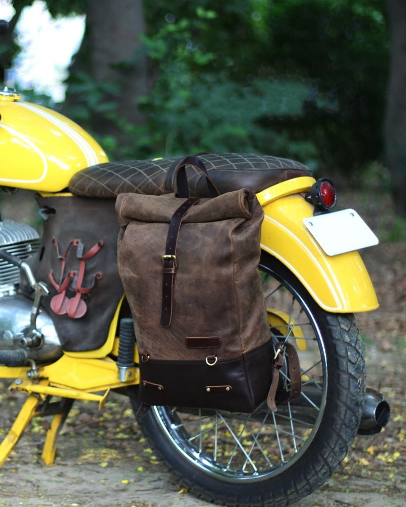 backpack pannier - classic roll top-tobacco brown / in