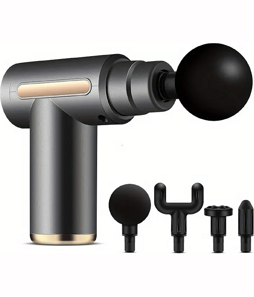 Shopeleven Rechargeable Handheld Percussion Gun Massager Machine for Deep Tissue Muscle Massage Body Relaxation Pain Relief Muscle Relaxation of Neck, Shoulder, Back, Foot (Grey)