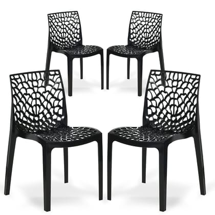 Supreme Furniture Web Plastic Without-Arm Chair Suitable for Home, Office, Garden, Living Room, Cafeteria, Restaurant, Hotel, Resort, Indoor & Outdoor