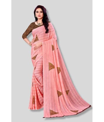 sanwariya Georgette Printed Saree With Unstitched Blouse Piece ( Peach )