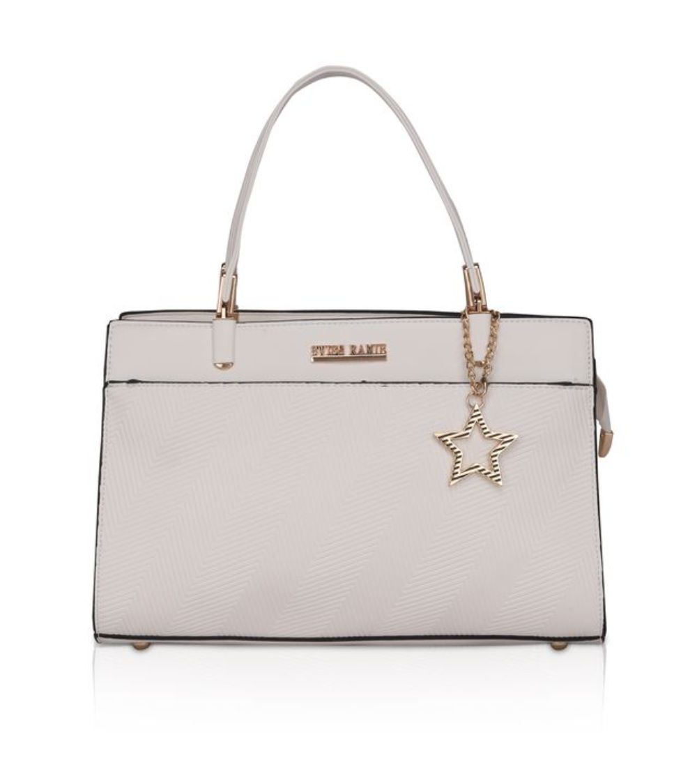 Women's Faux Leather Textured Adjustable Long Belt Handbag (White)