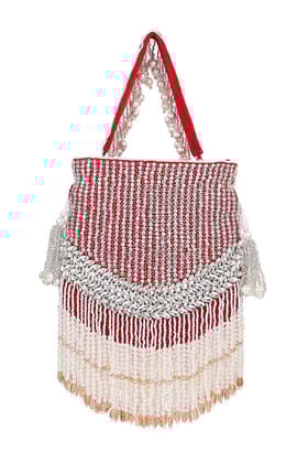 Red Suede Embroidered Potli